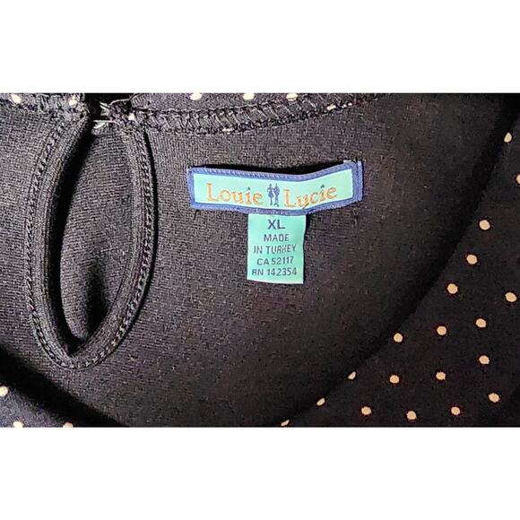 Louie Lucie XL Midi Fit and Flare Office Retro 3/4 Sleeve Polkadot Collar Dress - Picture 7 of 7